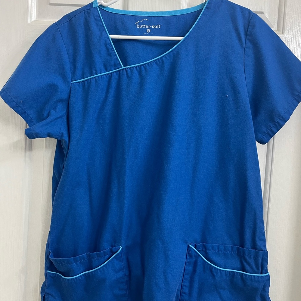 Butter-Soft Vibrant Royal Blue Scrub Top